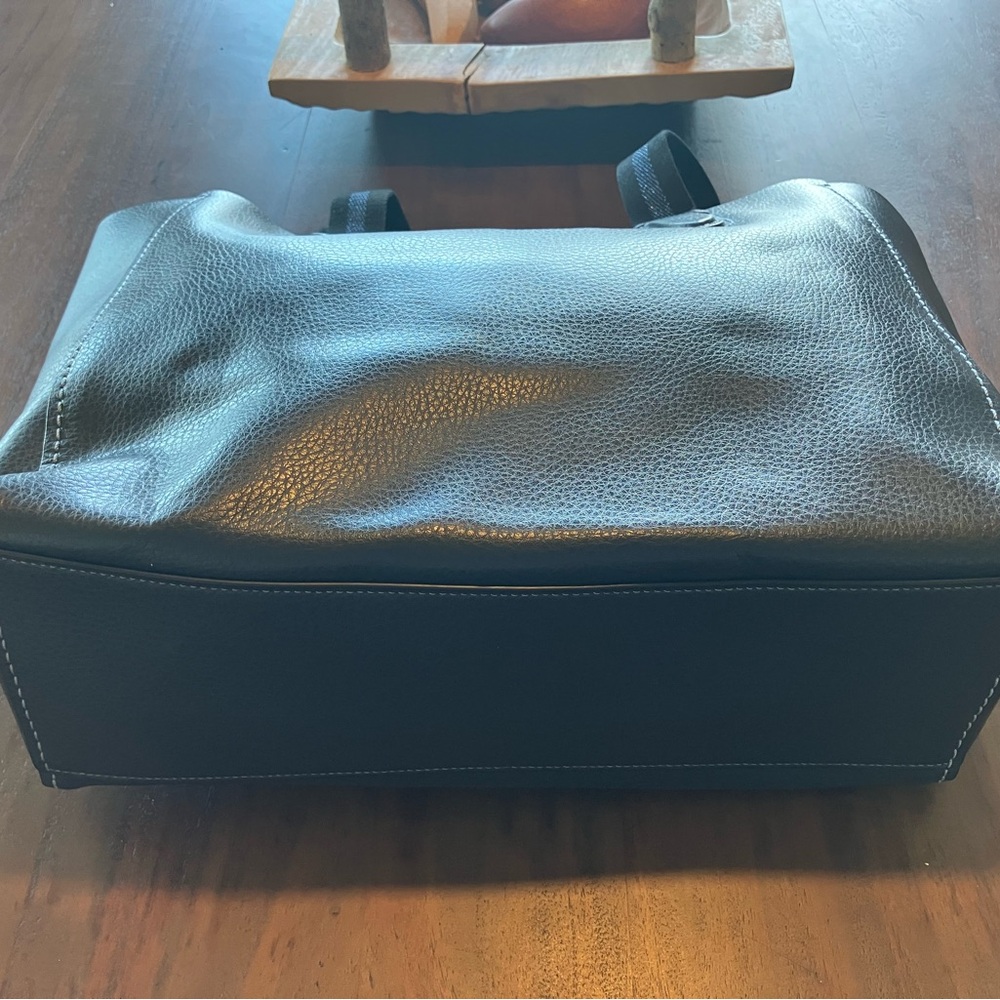 Coach Derby dark blue Leather Logo Tote with Silver Tag - Picture 3 of 7